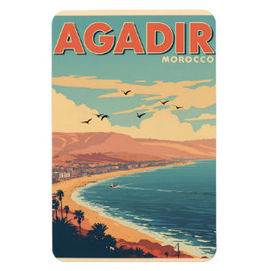 Imán Recuerdos de viaje de la playa de la ciudad vintag