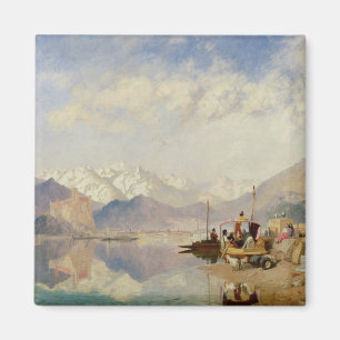 Imán Recuerdos del Lago Maggiore, día de mercado en