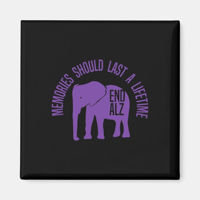 Imán Recuerdos Matan Elefante Púrpura y texto Alzheime (Frente)