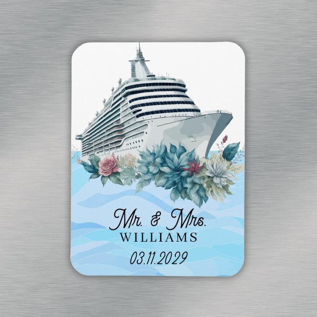 Imán Recuerdos personalizados de boda de crucero (Cruise Ship Custom Wedding Favors Keepsake Magnet)