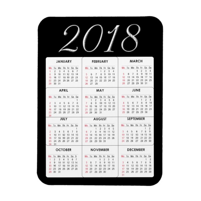 Imán Red 2018 Calendar Magnet (Vertical)