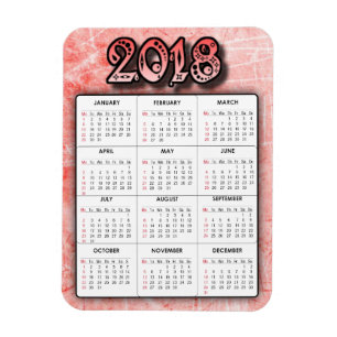Imán Red 2018 Calendar Refrigerator Locker Magnet