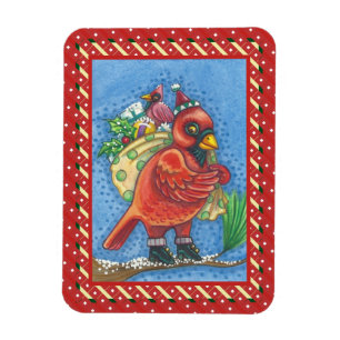 IMÁN RED BIRD SANTA, CARDINAL DE BUENOS NAVIDADES DE AZ