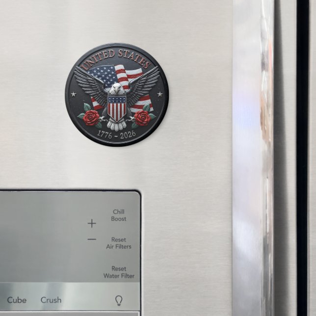 Imán Red & Blue Metallic Texture USA Semiquincentennial (In situ (nevera))