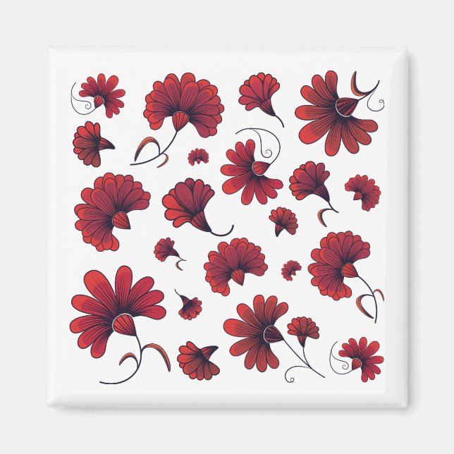 Imán Red Carnation Vector Pattern Flower (Frente)