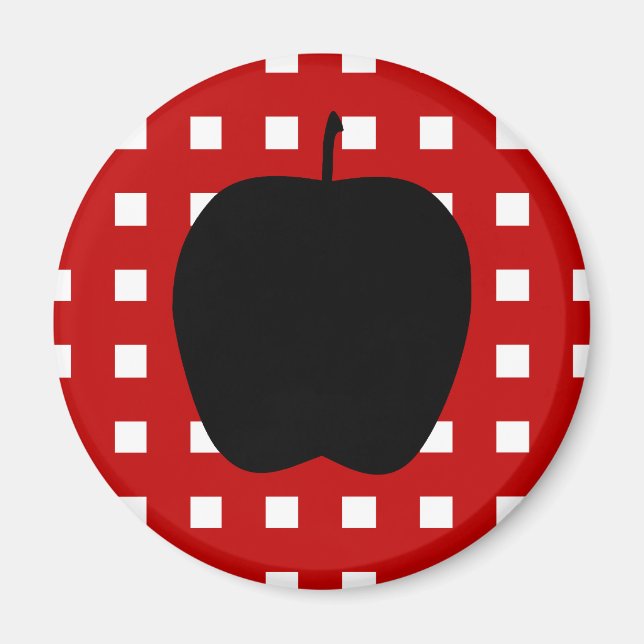 Imán Red Checkered con silueta de Apple (Frente)