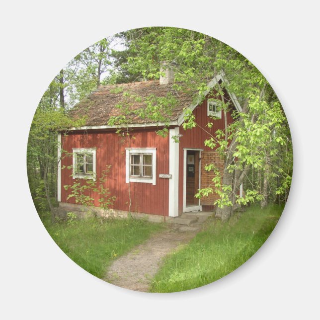 Imán Red Cottage Round Magnet (Frente)