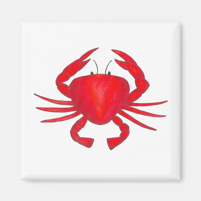 Imán Red Crab Baltimore Maryland Crabs Beach Magnet (Frente)