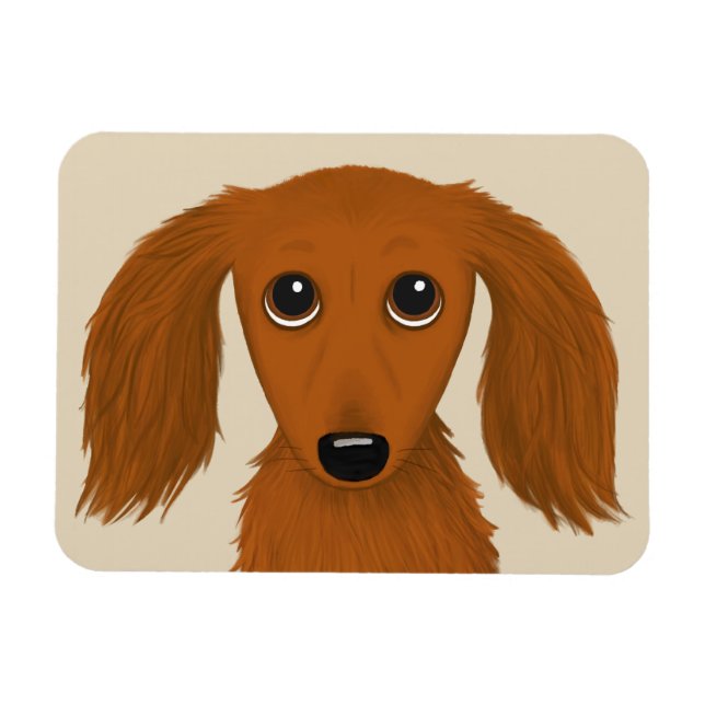 Imán Red Dachshund de larga duración | Perro de dibujos (Horizontal)