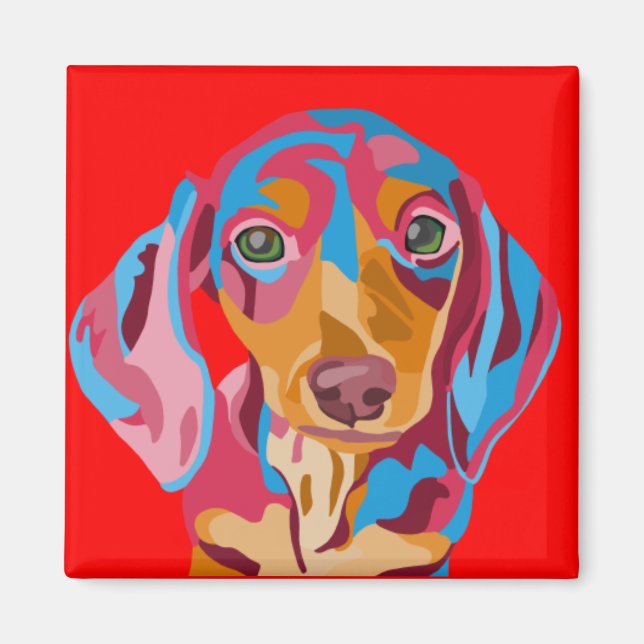 Imán Red Dachshund Refrigerator Magnet (Frente)