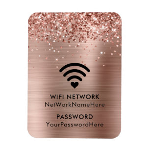 Imán Red de WiFi y contraseña de lámina de oro rosa bri