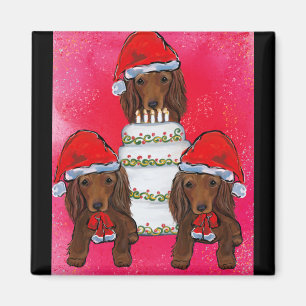 Imán Red Doxie Santas
