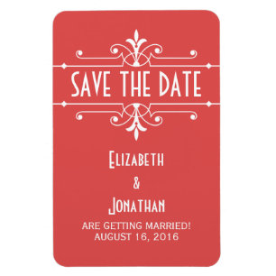 Imán Red Fancy Ornamental Save the Date Magnet