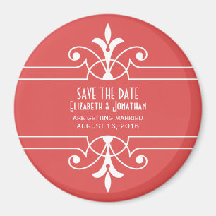 Imán Red Fancy Ornamental Save the Date Magnet