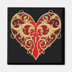 Imán Red Filigree Heart Magnet