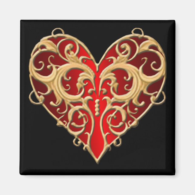 Imán Red Filigree Heart Magnet (Frente)