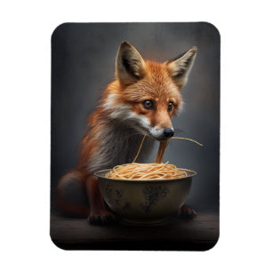 Imán Red Fox comiendo Spaghetti