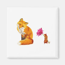 Red Fox y Mouse Amigos Magnet