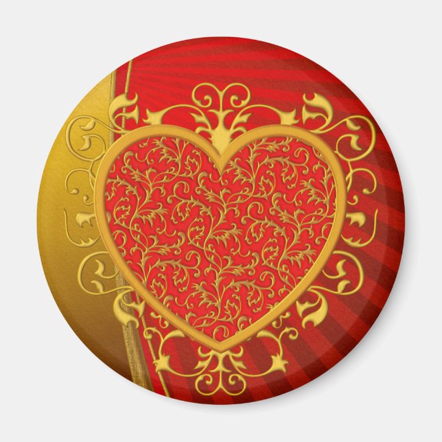 Imán Red Gold Fleur de lis Heart (Frente)