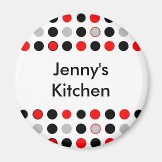 Imán Red Gray Black Dots Kitchen Magnet
