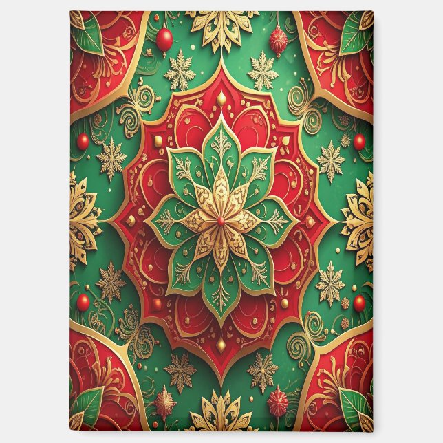 Imán Red Green Decorative Christmas Holiday Magnet (Anverso)