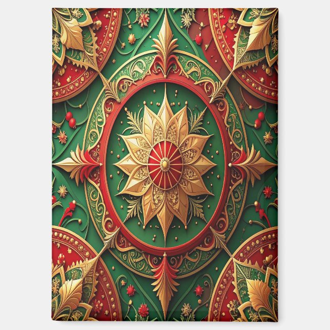 Imán Red Green Decorative Christmas Holiday Magnet (Anverso)