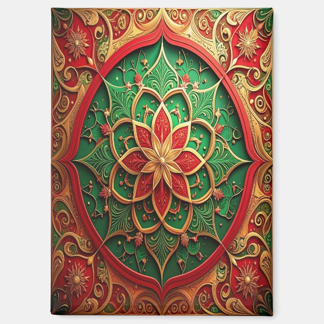 Imán Red Green Decorative Christmas Holiday Magnet (Anverso)