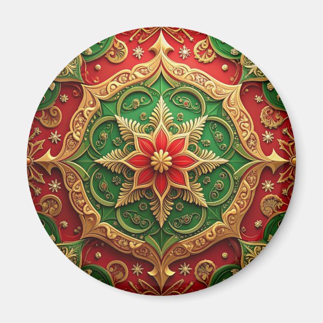 Imán Red Green Decorative Christmas Holiday Magnet (Frente)