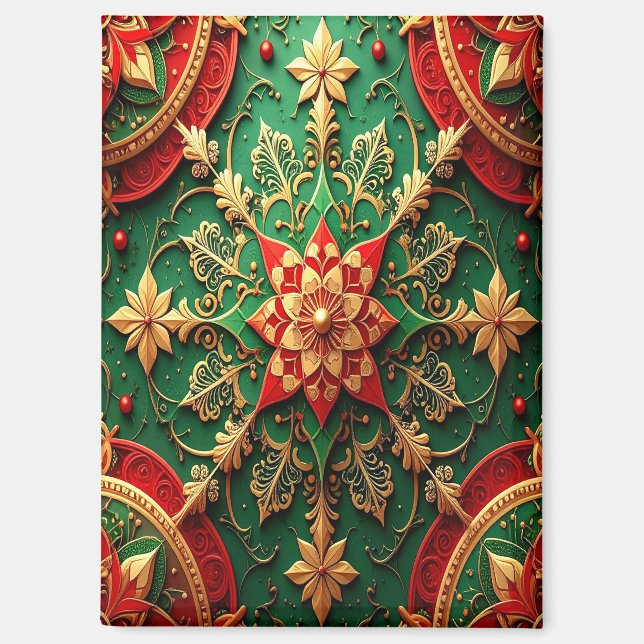 Imán Red Green Decorative Christmas Holiday Magnet (Anverso)
