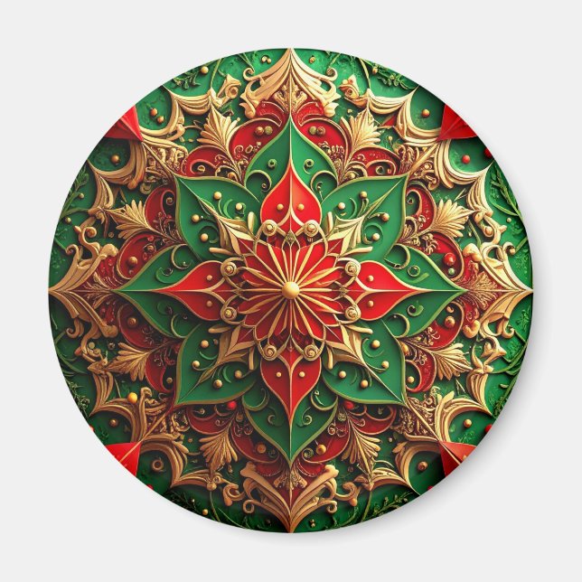 Imán Red Green Decorative Christmas Holiday Magnet (Frente)