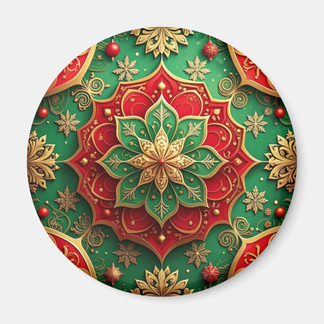 Imán Red Green Decorative Christmas Holiday Magnet (Frente)