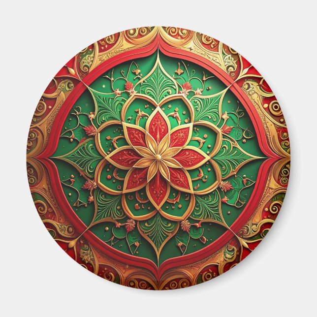 Imán Red Green Decorative Christmas Holiday Magnet (Frente)