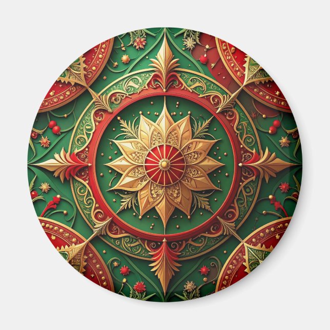 Imán Red Green Decorative Christmas Holiday Magnet (Frente)