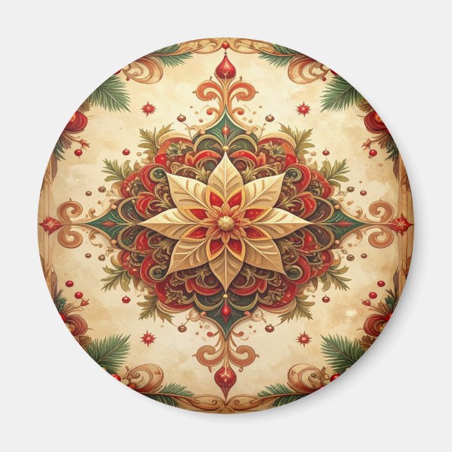 Imán Red Green Decorative Christmas Holiday Magnet (Frente)