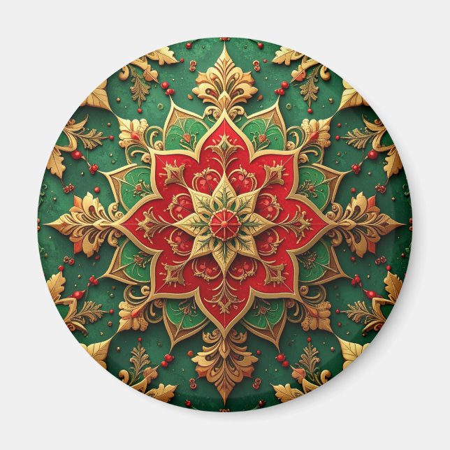 Imán Red Green Decorative Christmas Holiday Magnet (Frente)