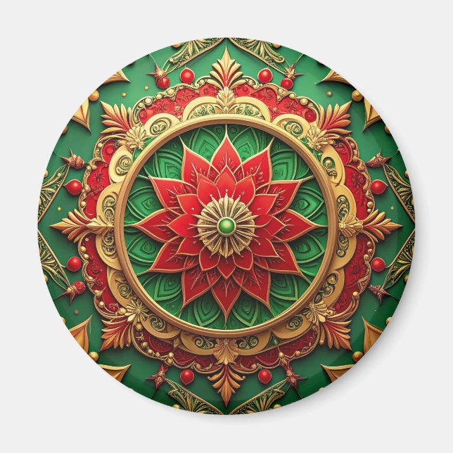 Imán Red Green Decorative Christmas Holiday Magnet (Frente)