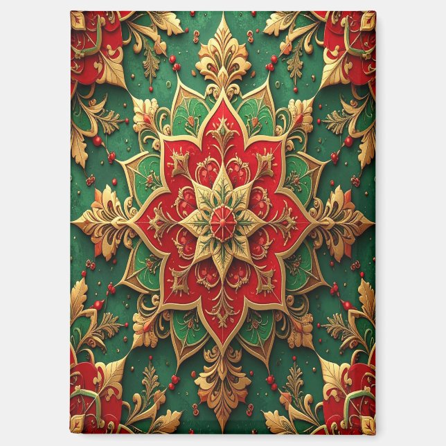 Imán Red Green Decorative Christmas Holiday Magnet (Anverso)