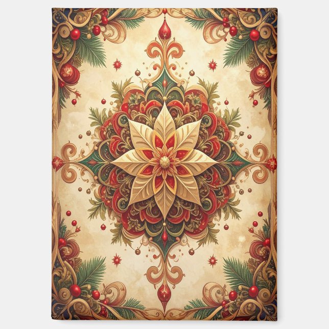 Imán Red Green Decorative Christmas Holiday Magnet (Anverso)