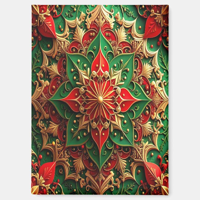 Imán Red Green Decorative Christmas Holiday Magnet (Anverso)