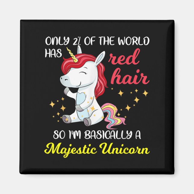 Imán Red Hair Majestic Unicorn Funny Ginger Head Pride  (Frente)