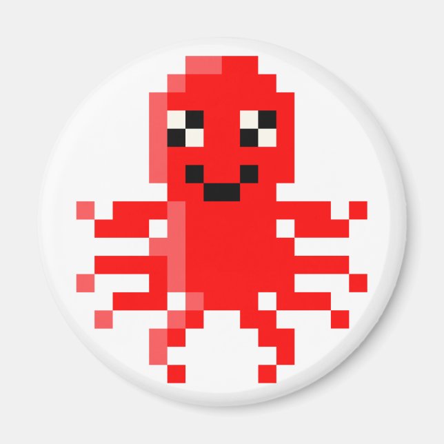 Imán Red Happy Pixel Squid (Frente)