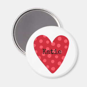 Imán red heart art kids name family tree valentine love