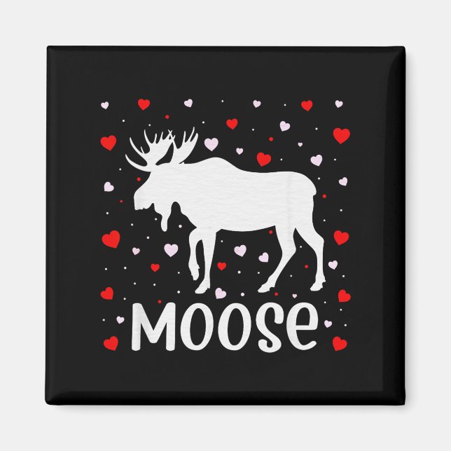 Imán Red Heart Cud Love Graphic Moose Lover Valentine D (Frente)