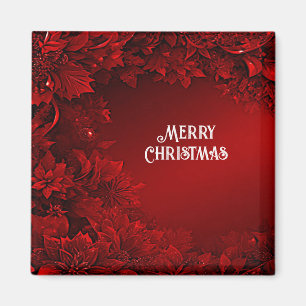 Imán Red Leaves Floral Holiday Magnet