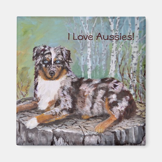 Imán Red Merle Aussie - Hermosa Flor (Frente)