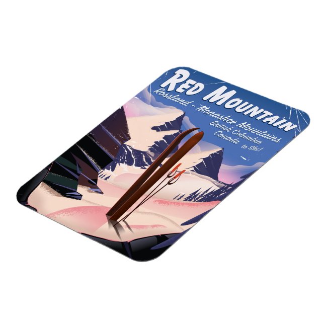 Imán Red Mountain British Columbia, poster de esquí de  (Lado Izquierdo)