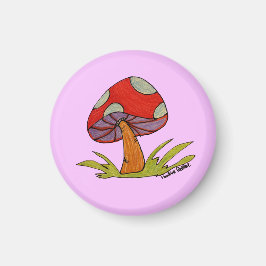Imán Red Mushroom with purple background