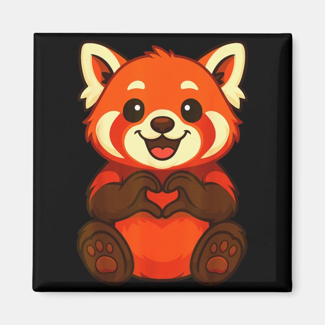 Imán Red Panda Doing Heart With Hands Valentines Day  (Frente)