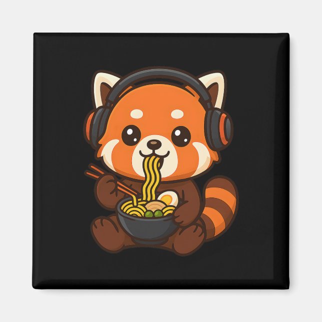 Imán Red Panda Gaming Jugador Comiendo Ramen  (Frente)