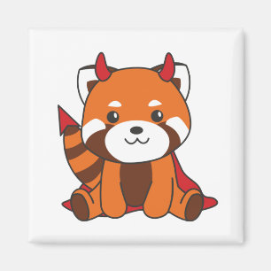 Imán Red Panda Halloween Cute Devil Witch Costume